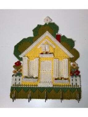 Leisure Arts Canvas Capers "My House Key Holder" Kit No. 204 COMPLETED